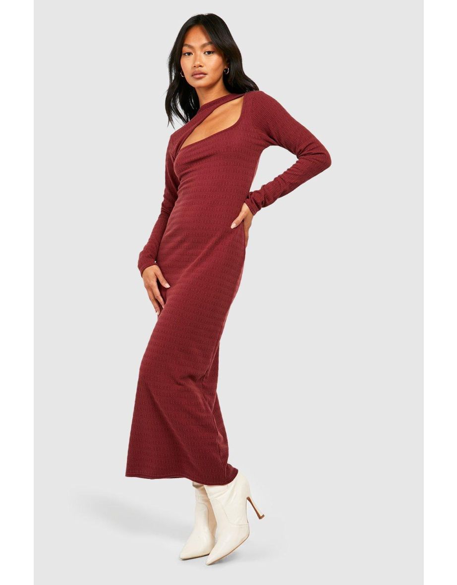 Boohoo best sale burgundy dress