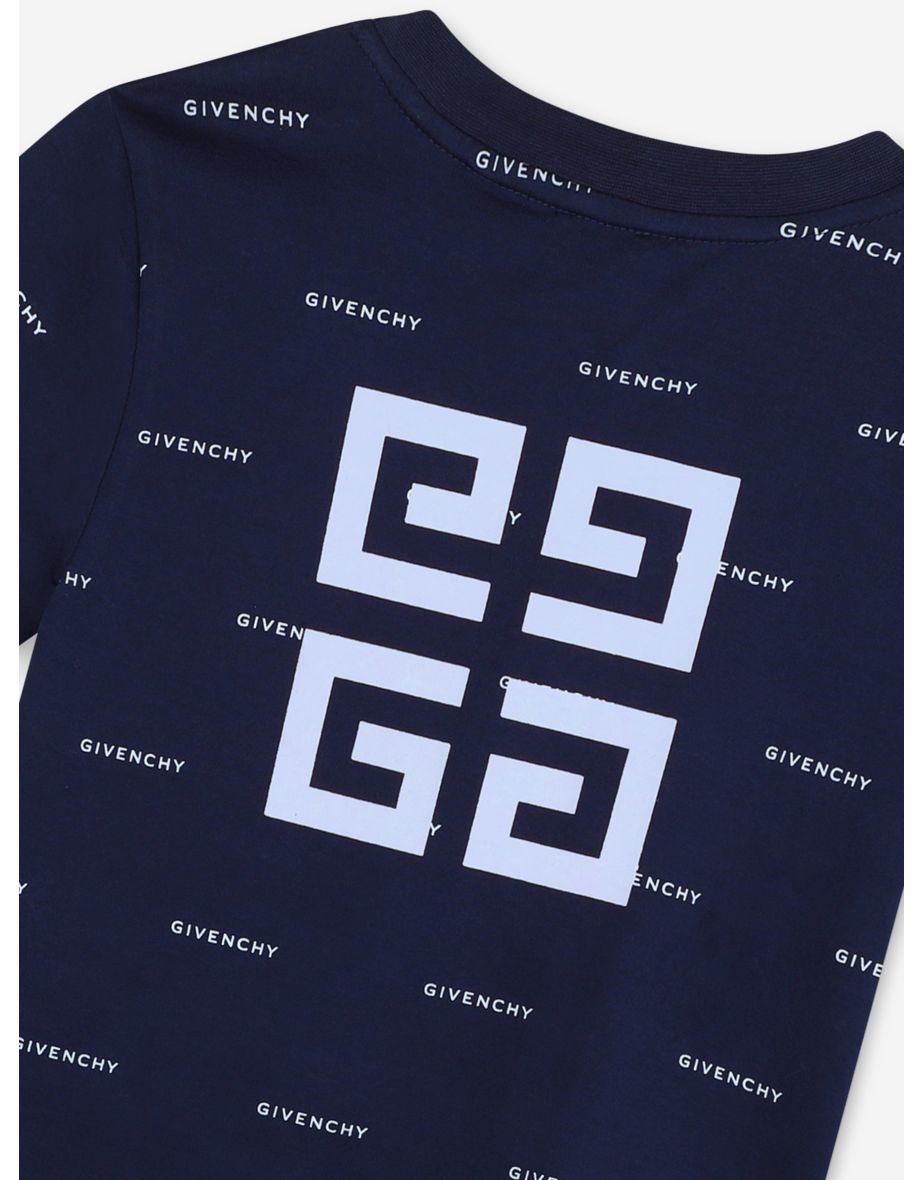 Givenchy Boys Logo Print T-Shirt in Navy - 2