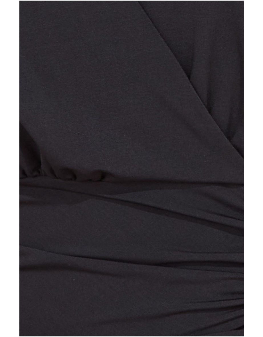 Goddiva Front Wrap Gathered Maxi Dress - Black - 3