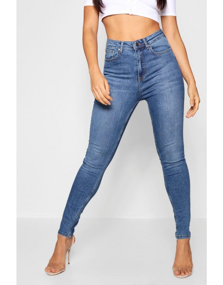 Butt Shaper Mid Rise Skinny Jeans - mid blue - 3