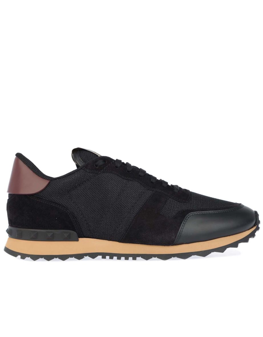 Men's Valentino Rockstud Camouflage Trainers in Black