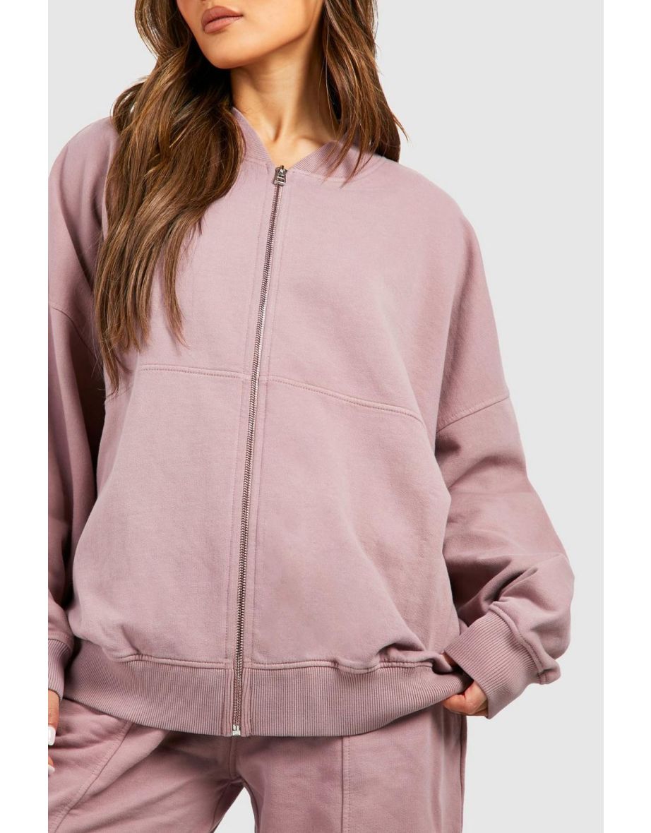 Washed Zip Through Bomber Straight Leg Tracksuit - rose - 3