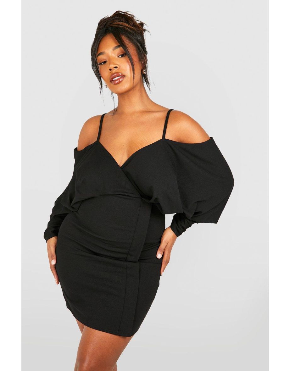 Cold shoulder wrap dress best sale