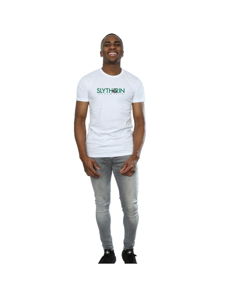 Harry Potter Mens Slytherin Text T-Shirt - White