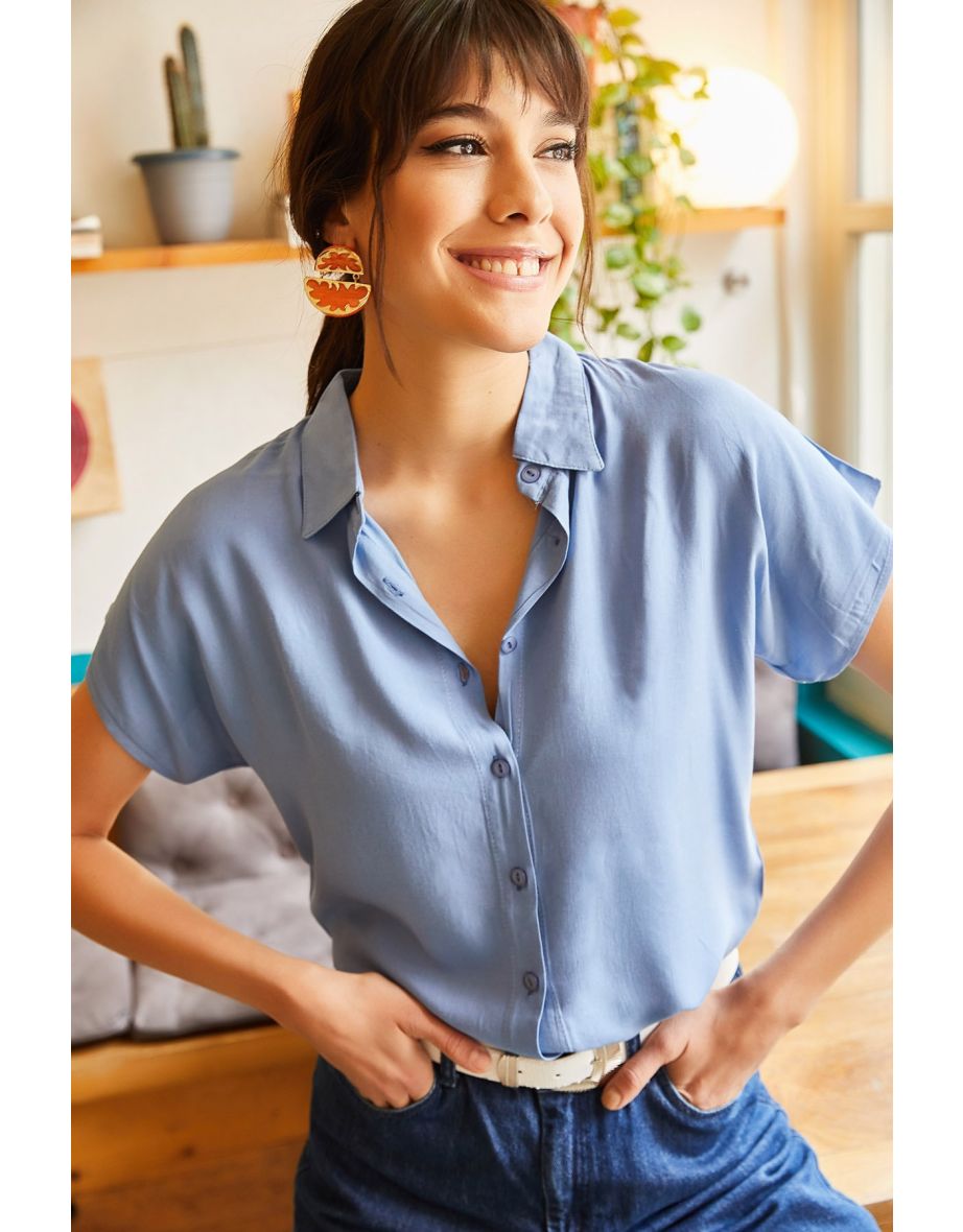Women's Indigo Bat Viscose Shirt - 3
