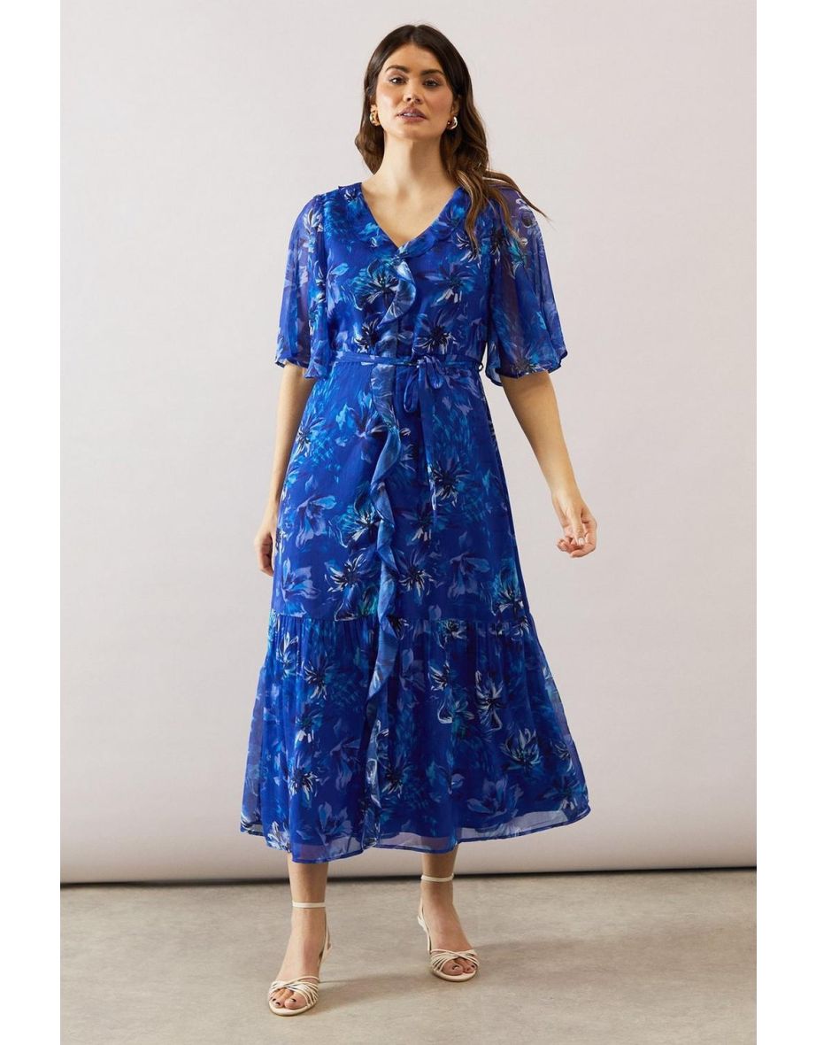 Floral Chiffon Ruffle Maxi Dress