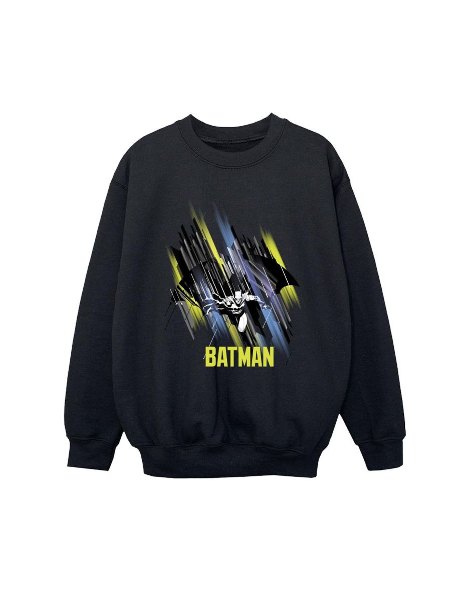 DC Comics Boys Batman Flying Batman Sweatshirt - Black