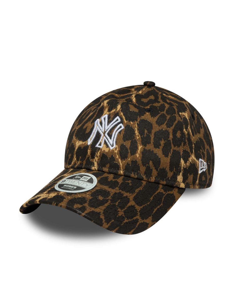 New Era Womens New York Yankees 9TWENTY Outline Leopard Baseball Cap - Black - OSFM