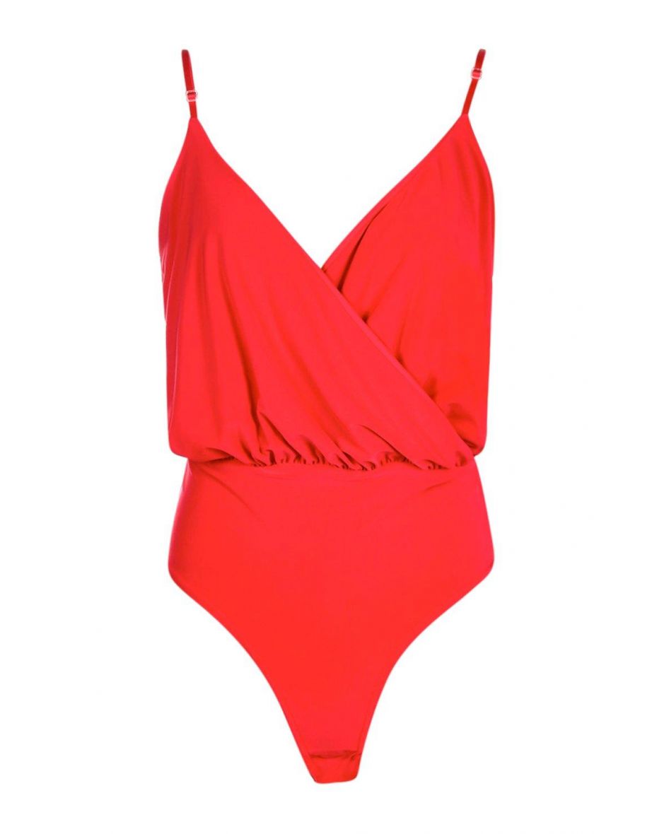 Sophie Wrap Front Thong Body - red