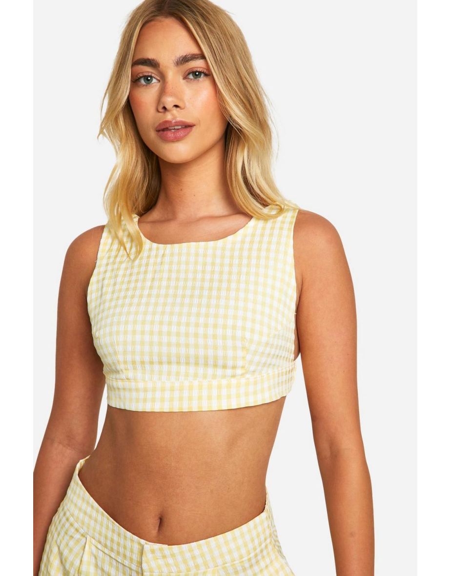 Gingham Backless Crop Top - 3