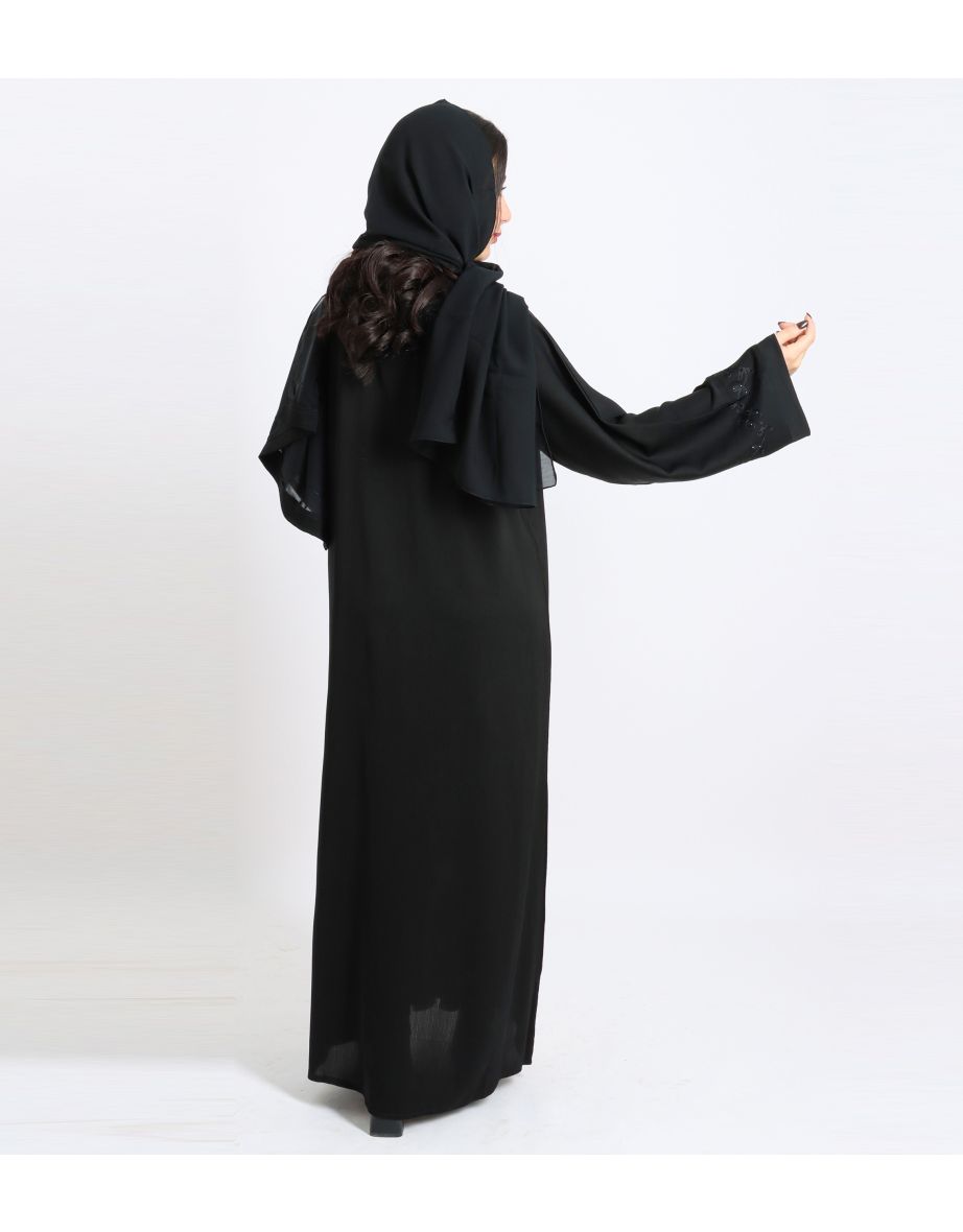 Modern Floral Design Embroidery Abaya - 3