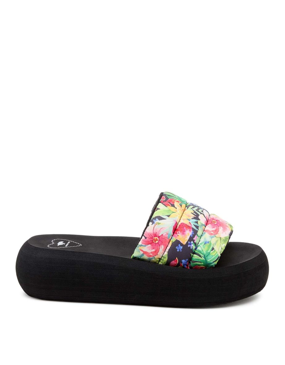 Women's Rocket Dog Splash Bahama Flatform Slide Sandals in Black