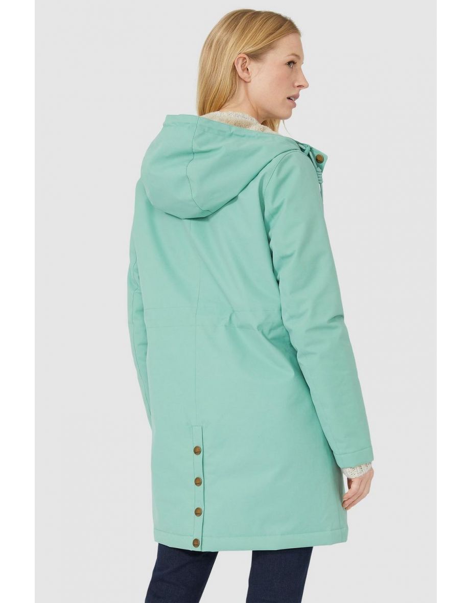 Hooded Borg Lined Shower Resistant Parka - khaki - 3