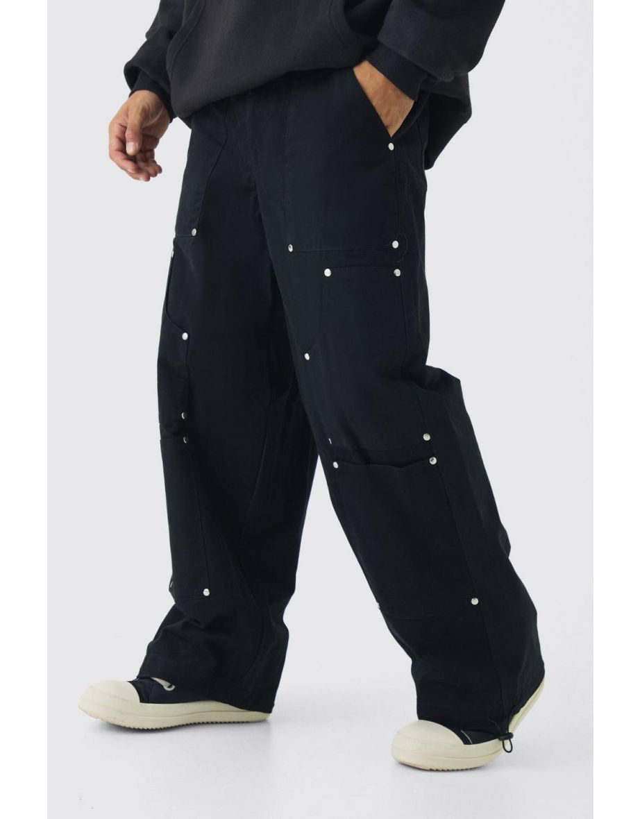Twill Elasticated Waist Baggy Carpenter Trousers