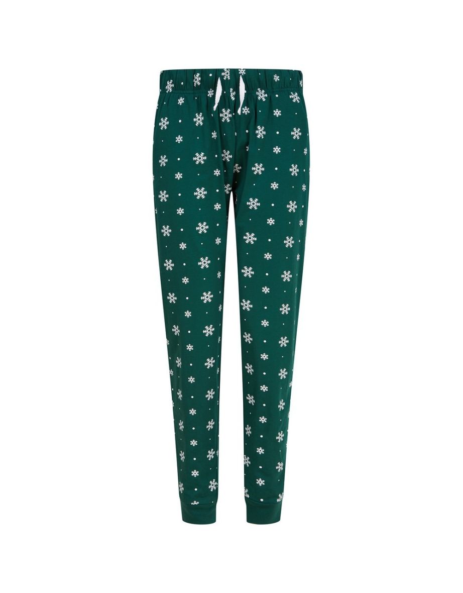 SF Womens/Ladies Snowflake Lounge Pants - Bottle/White