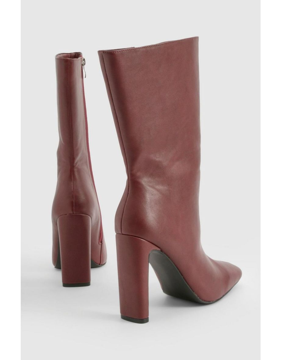 Wide Fit Square Toe Heeled Boots - cherry - 3