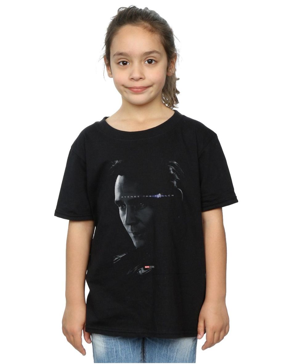 Marvel Girls Avengers Endgame Avenge The Fallen Loki Cotton T-Shirt - Black