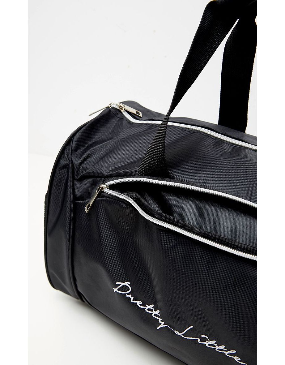 PRETTYLITTLETHING Black Logo Gym Bag - 4