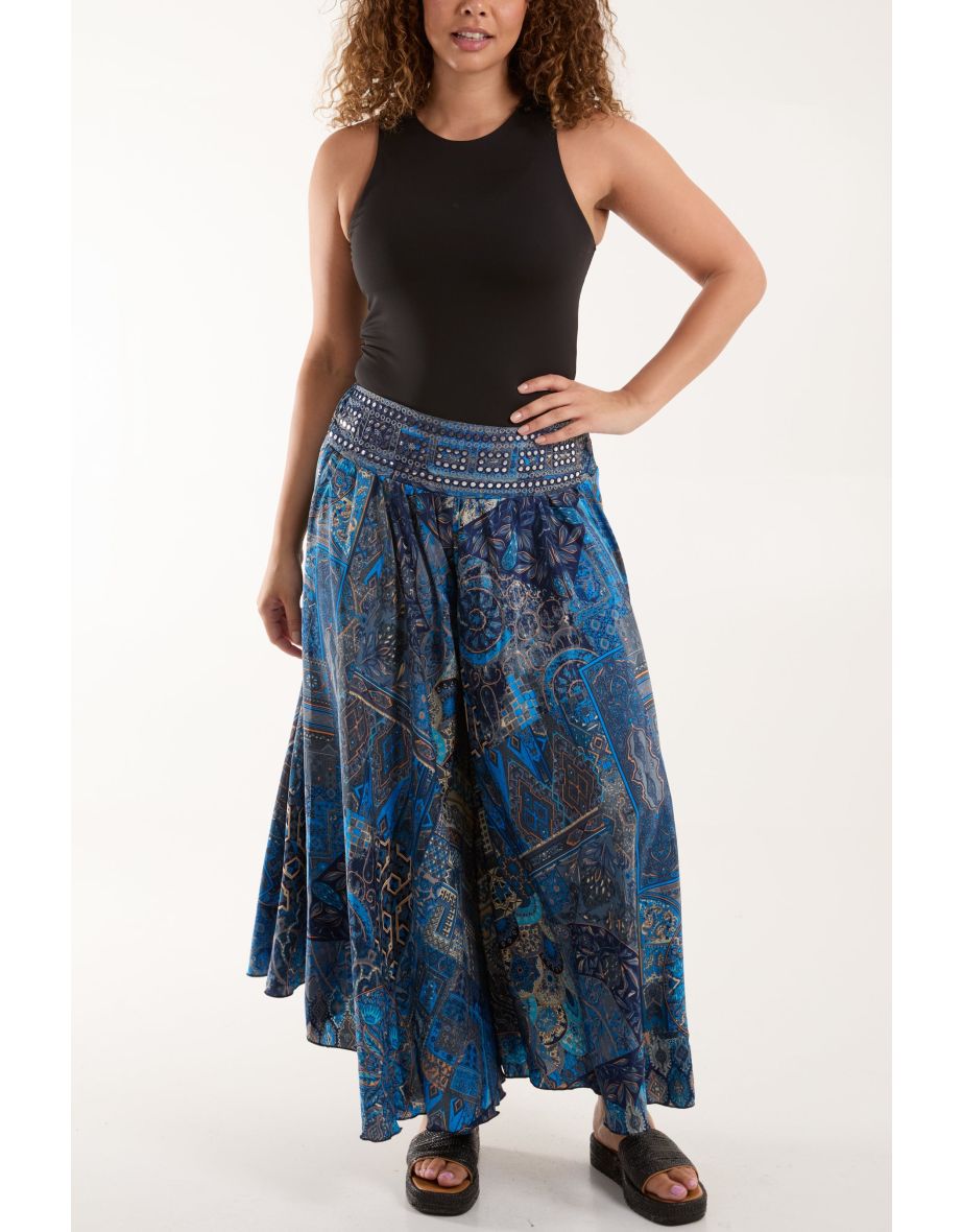Embellished Extreme Wide Leg Trousers