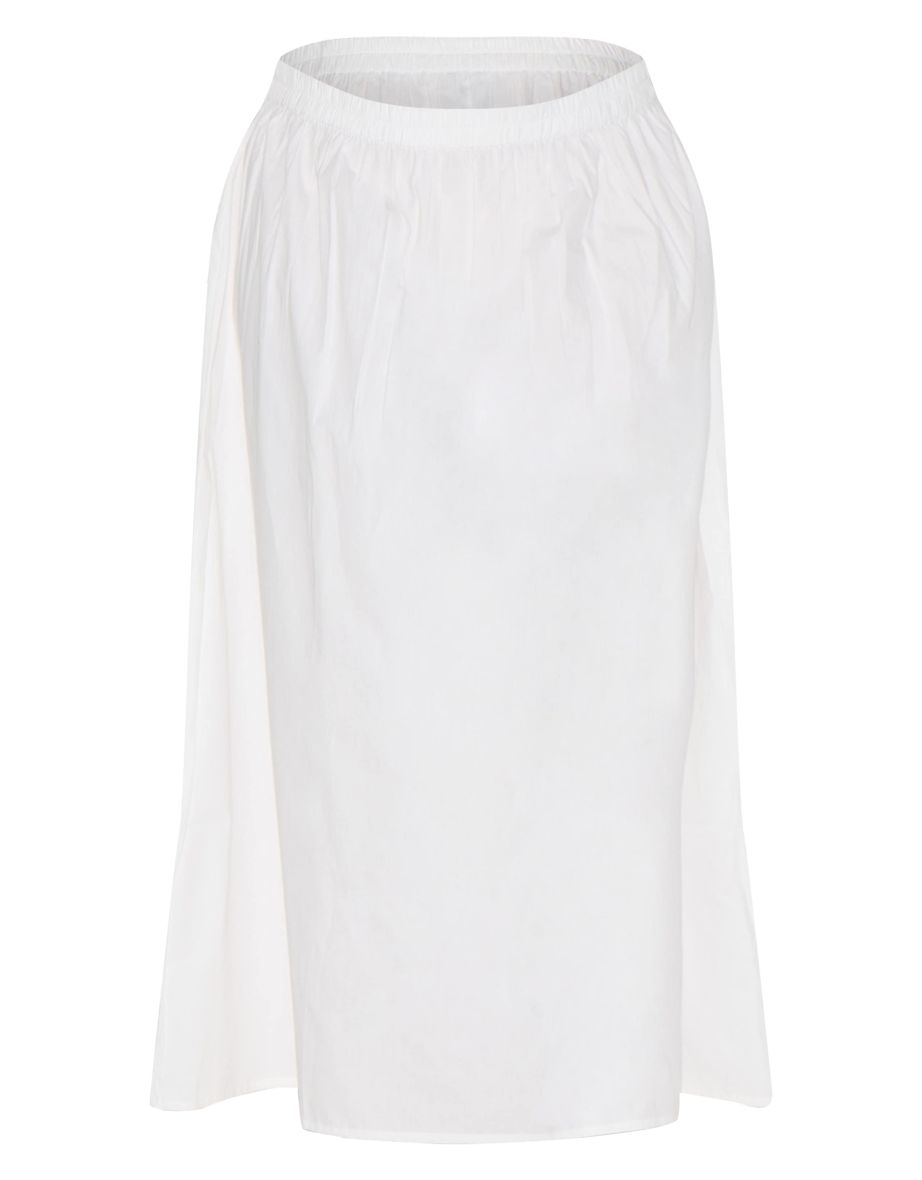 Plus White Cotton Poplin Maxi A-line Skirt - 4
