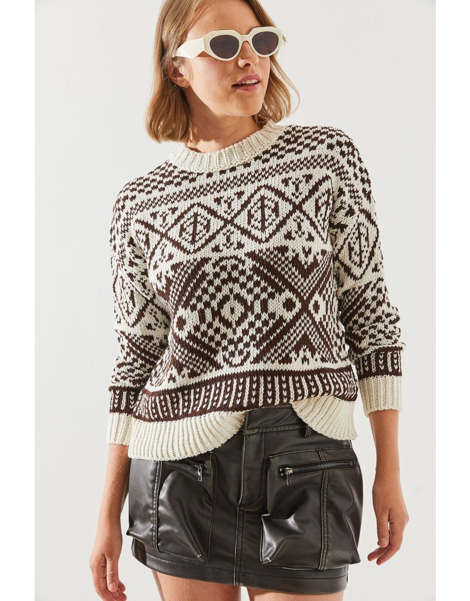Women's Jacquard Sweater - 5
