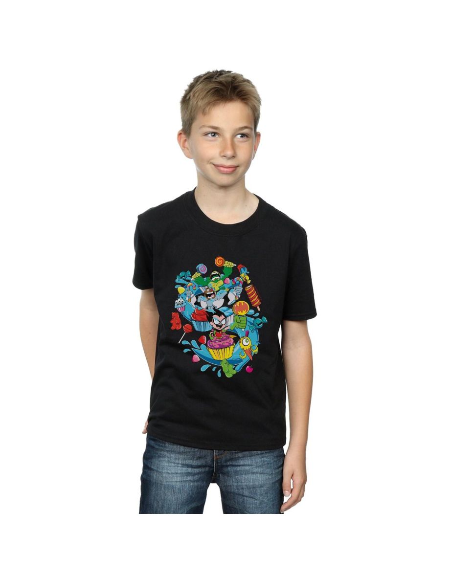 DC Comics Boys Teen Titans Go Candy Mania T-Shirt - Black