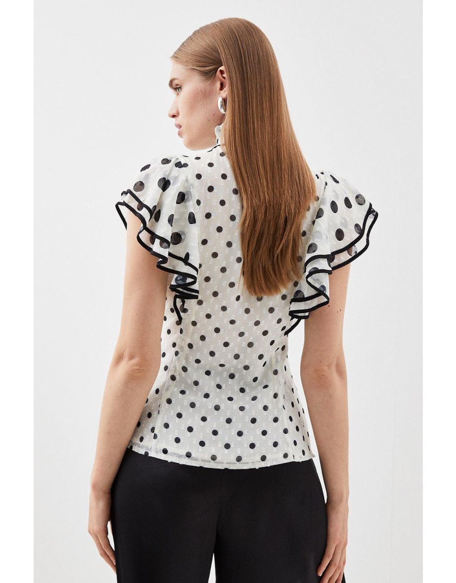 Mixed Dot Ruffle Georgette Blouse - 2