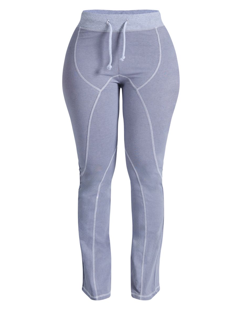 Shape Light Grey Washed Cotton Seam Detail Flare Leggings - 4