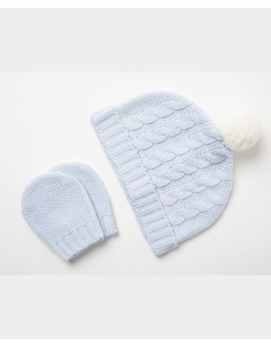 Baby Gift Box - 4 Piece Set Clothes - Nordic Chunky Knit Jumper Trousers Mitts - 4