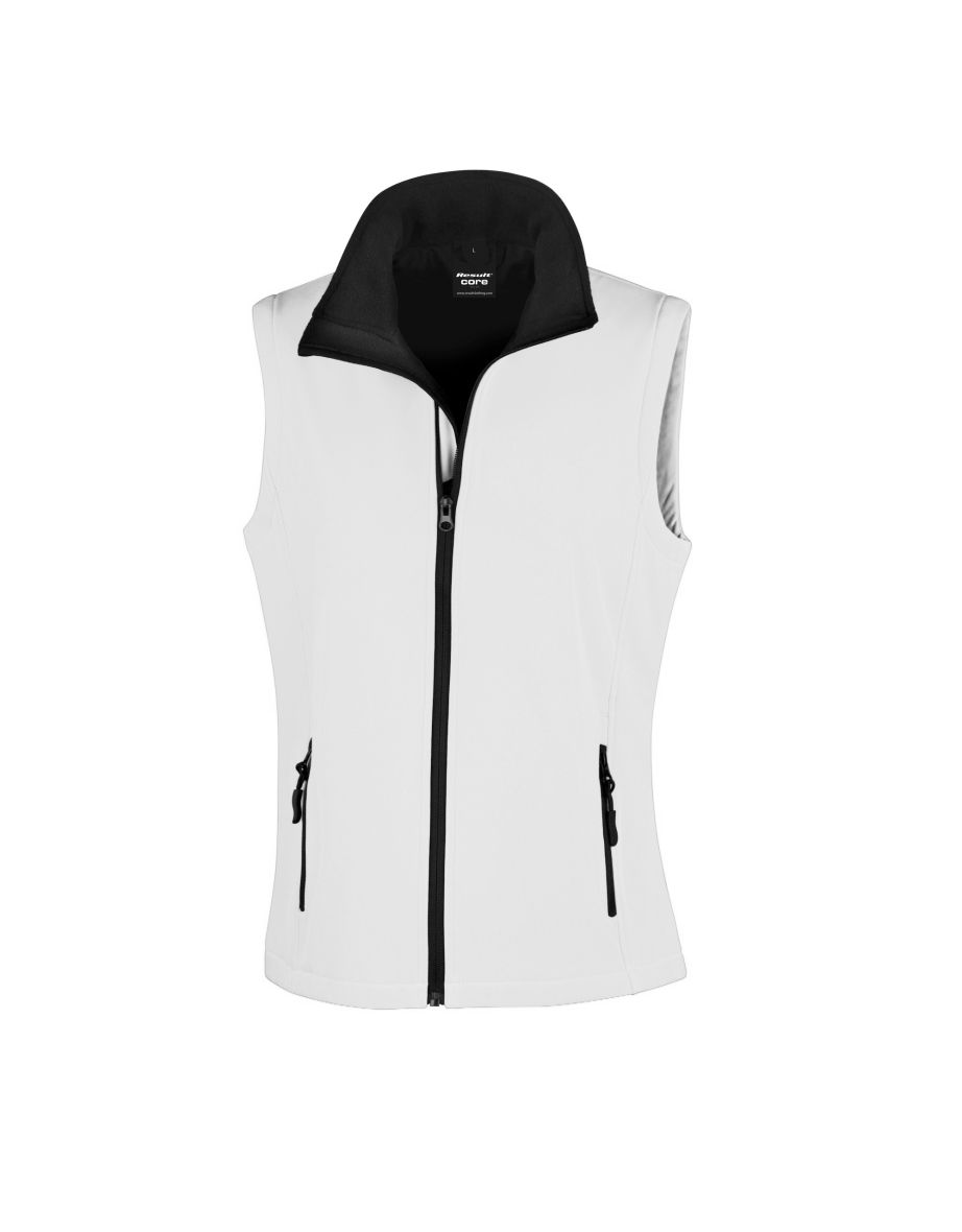Result Core Womens/Ladies Printable Softshell Bodywarmer - White /Black