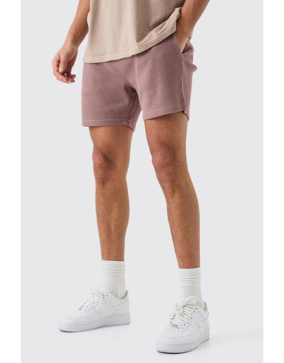 Slim Short Length Waffle Short - mauve
