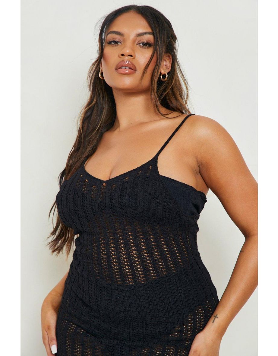 Plus Tassel Knitted Beach Dress - black - 3