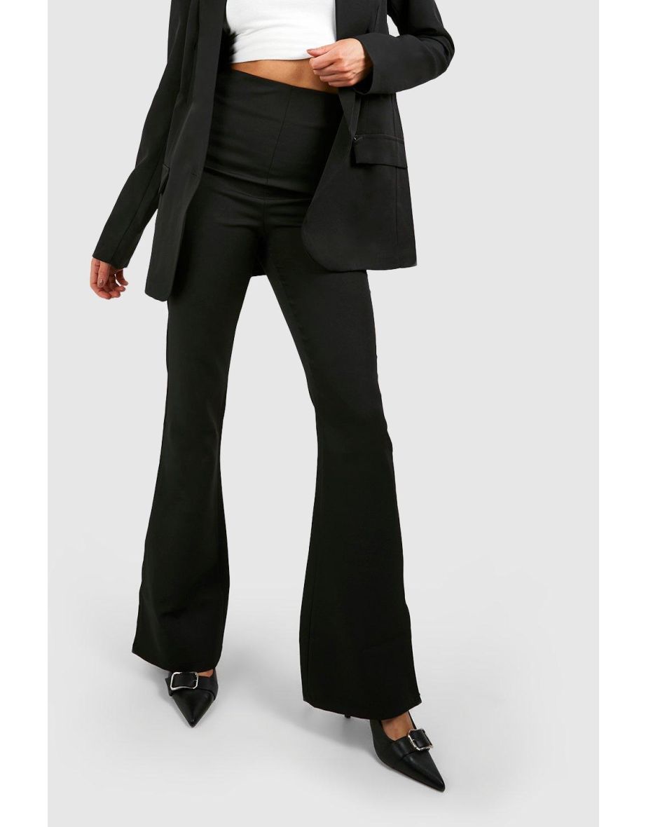 Split Side Fit & Flare Tailored Trousers - black - 3