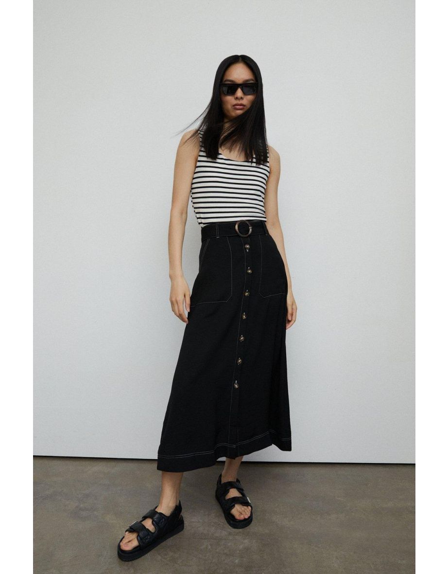 Petite twill midi skirt best sale