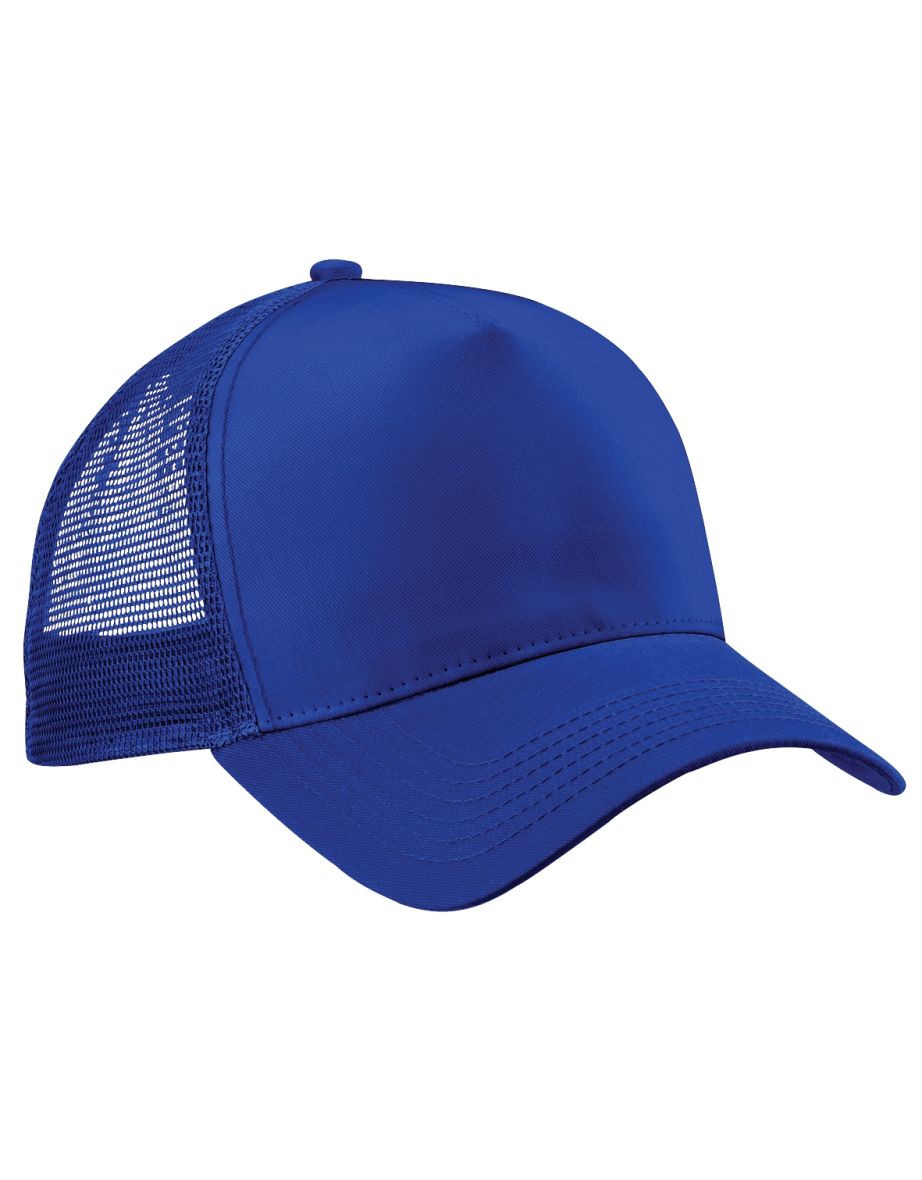 Beechfield Mens Half Mesh Trucker Cap / Headwear - Bright Royal/Bright Royal