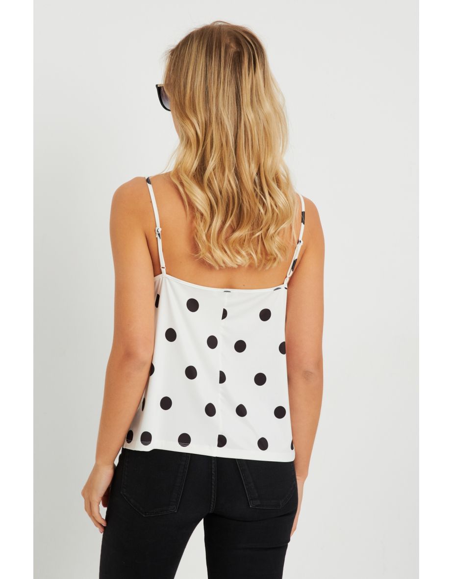 Women's Turndown Collar Polka Dot Blouse White-Black - 10