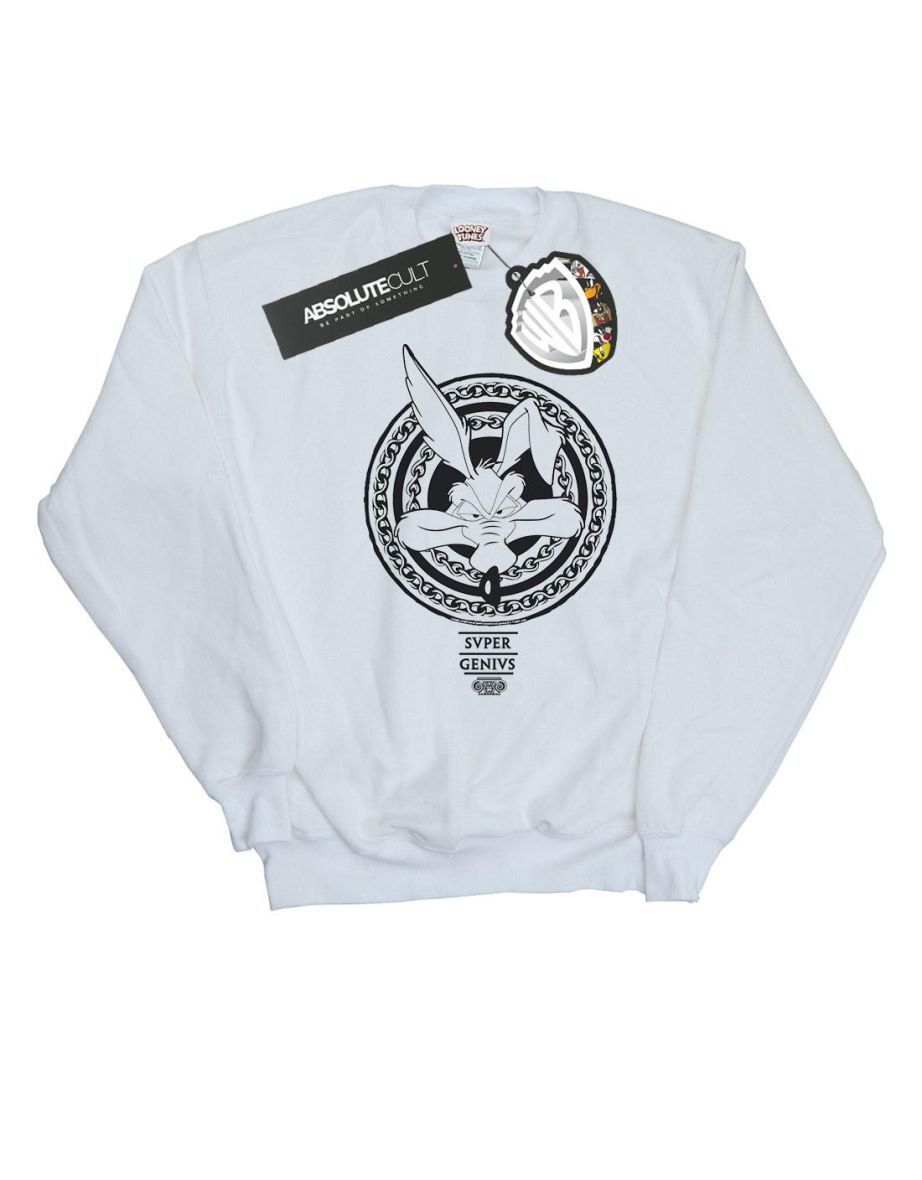 Looney Tunes Girls Wile E Coyote Super Genius Sweatshirt - White