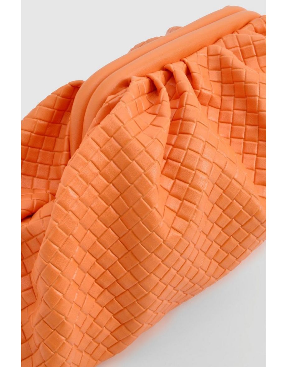 Oversized Woven Clutch Bag - orange - 3