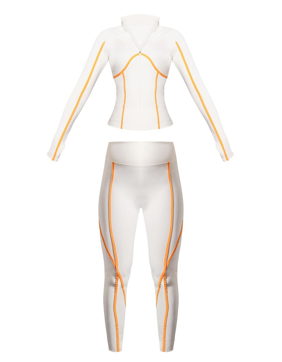 PRETTYLITTLETHING Cream Ski Contrast Seam Sculpt Jacket & Leggings Set - 4
