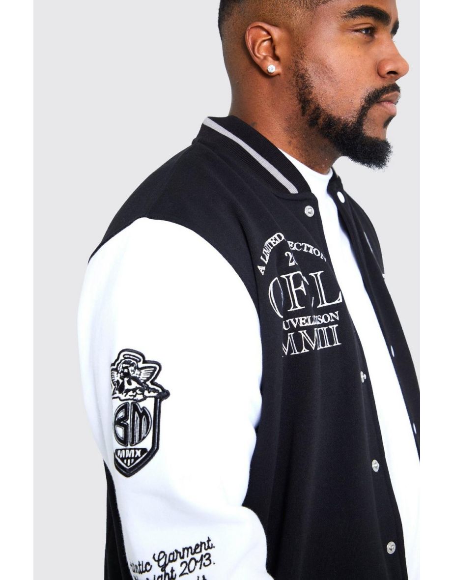 Plus Ofcl Varsity Applique Jersey Bomber - black - 2