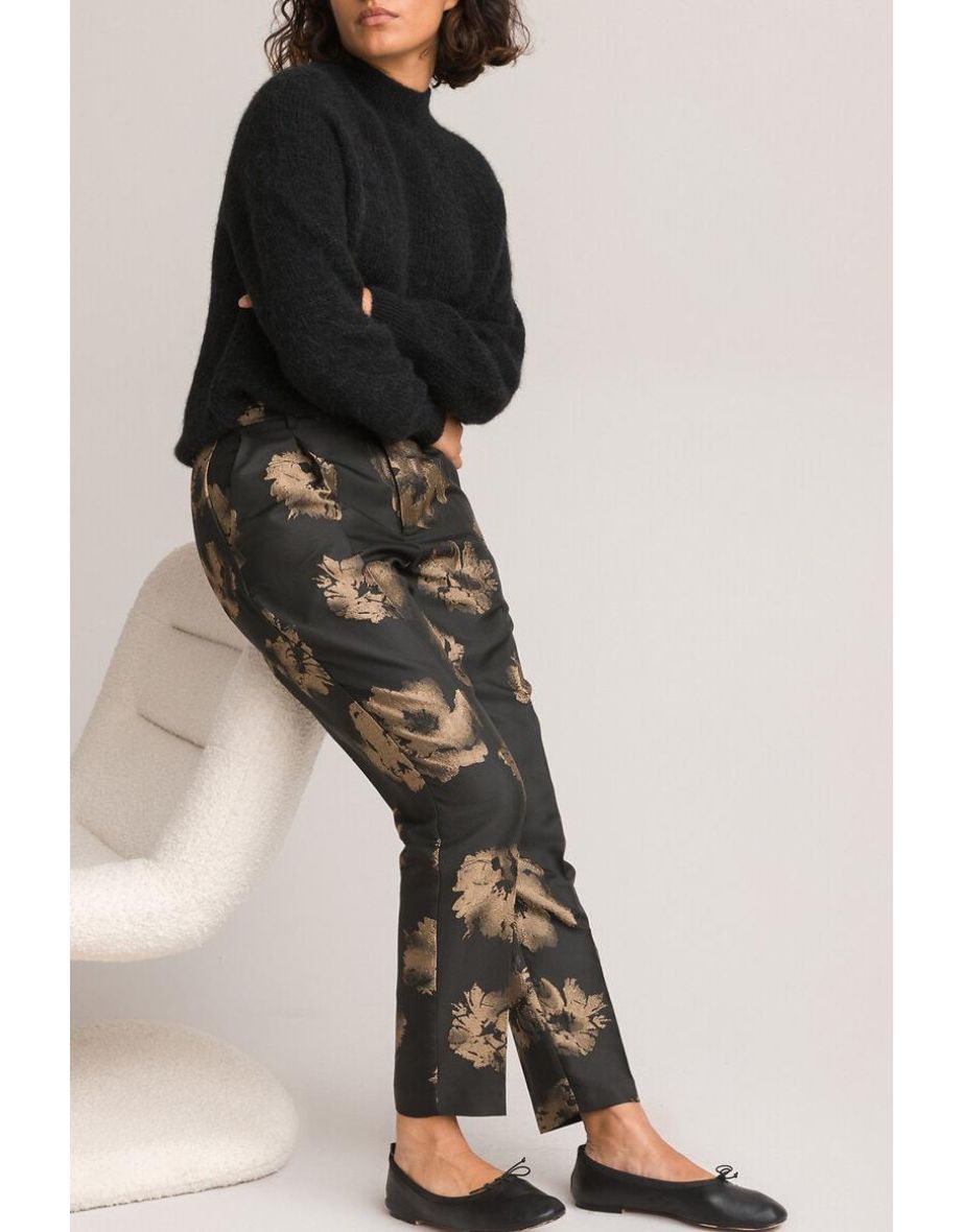 Recycled Floral Cigarette Trousers, Length 26.5"