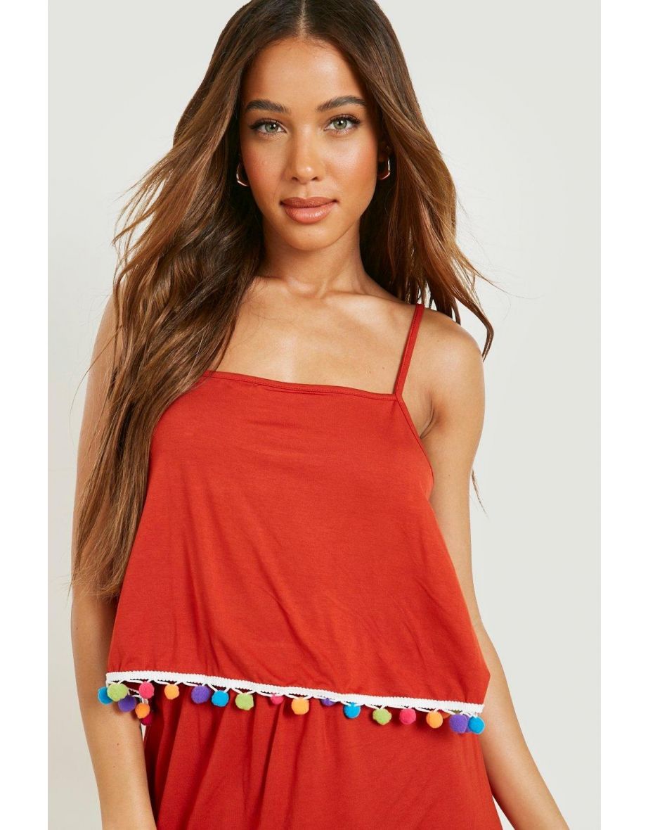 Pom Pom Top & Skirt Beach Co-ord - orange - 3