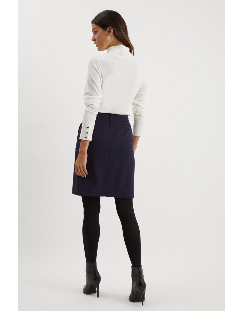 Navy Military A Line Skirt - 2