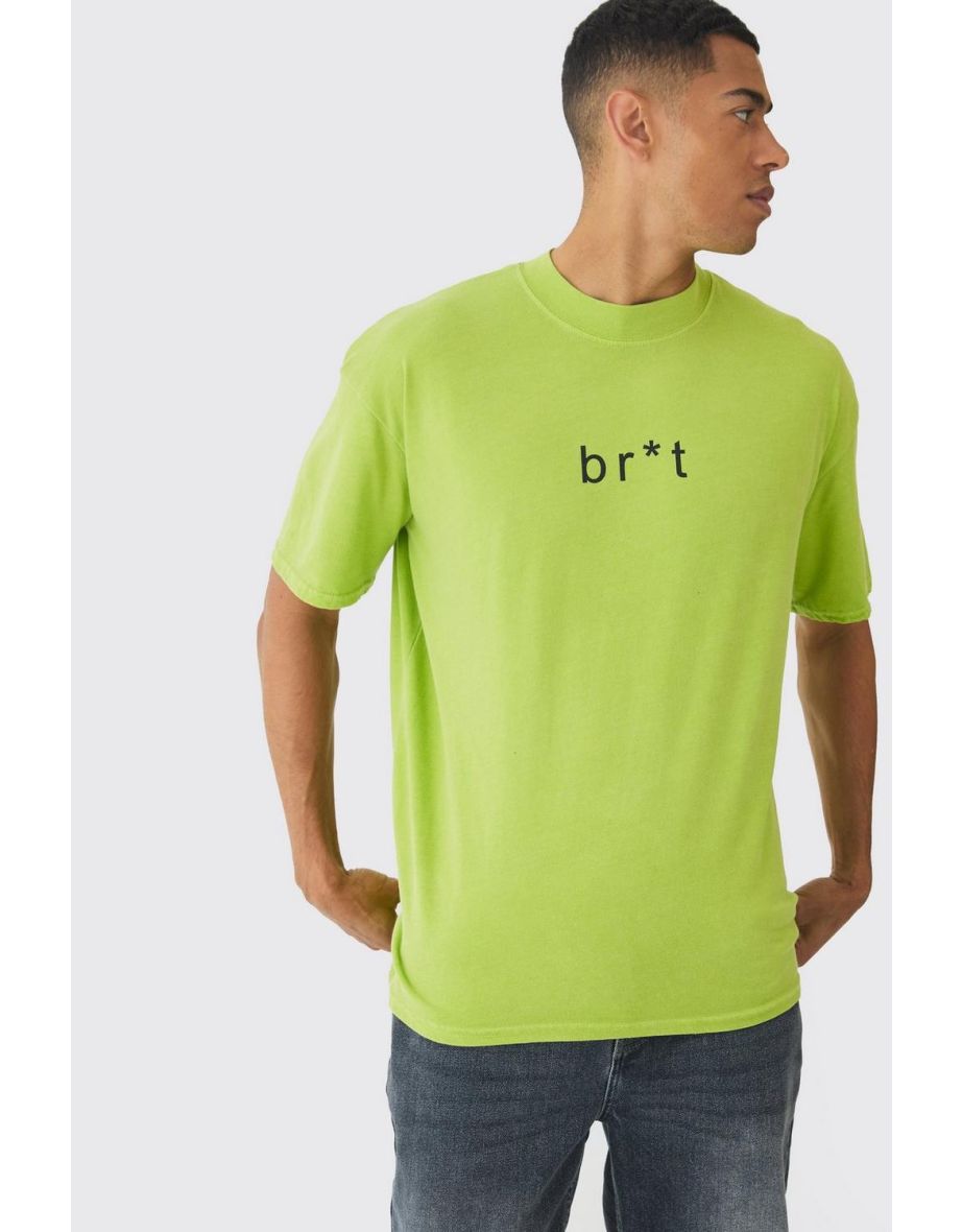 Oversized Extended Neck Brat T-Shirt - green