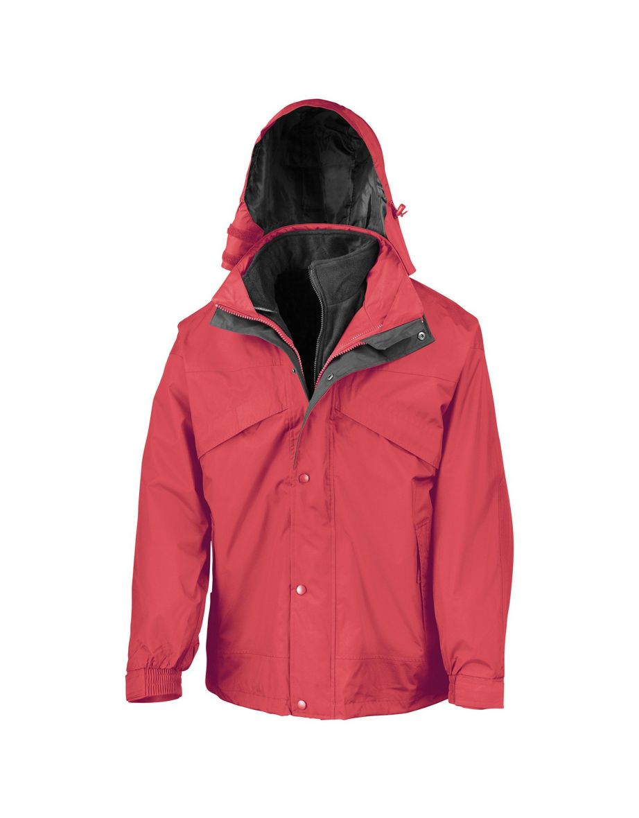 Result Mens Fleece Lined 3 in 1 Waterproof Jacket - Red/Black