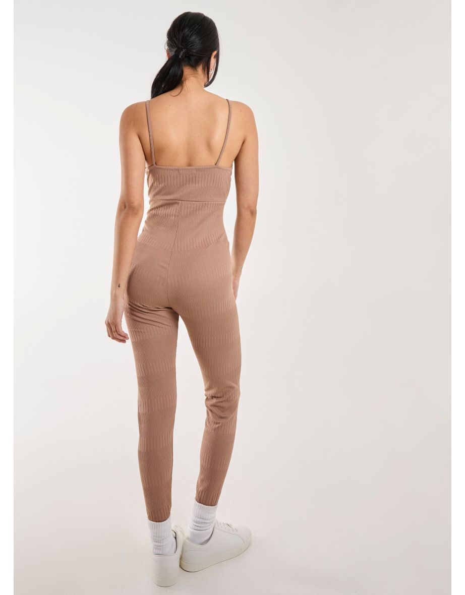 Ribbed Bodycon Unitard All in One - 4