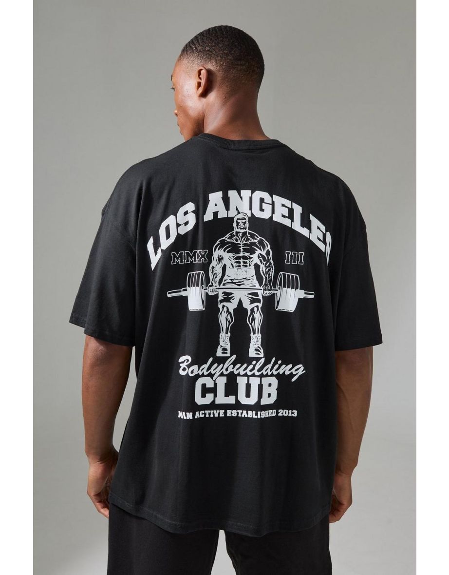 Man Active La Bodybuilding Club Oversized T-shirt - black
