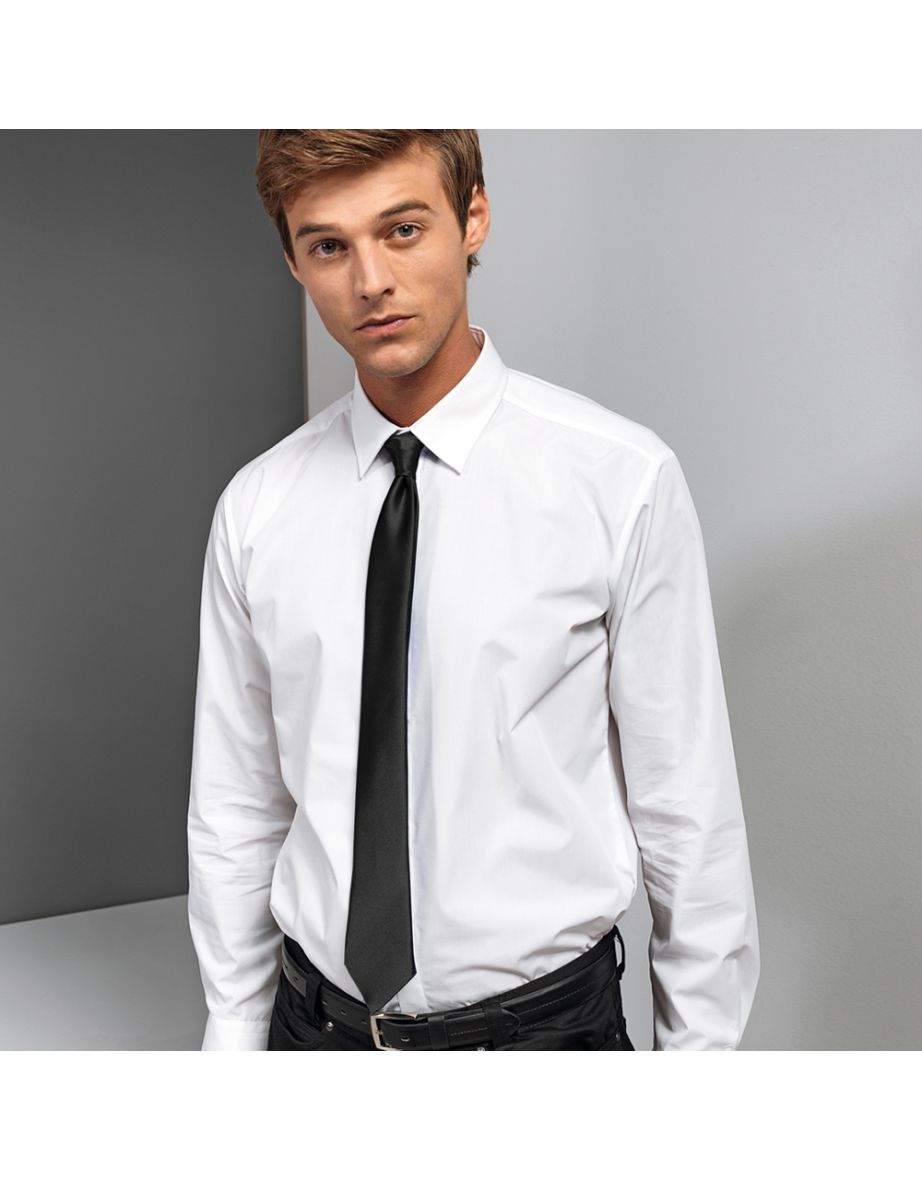 Premier Colours Mens Satin Clip Tie - Black - 1