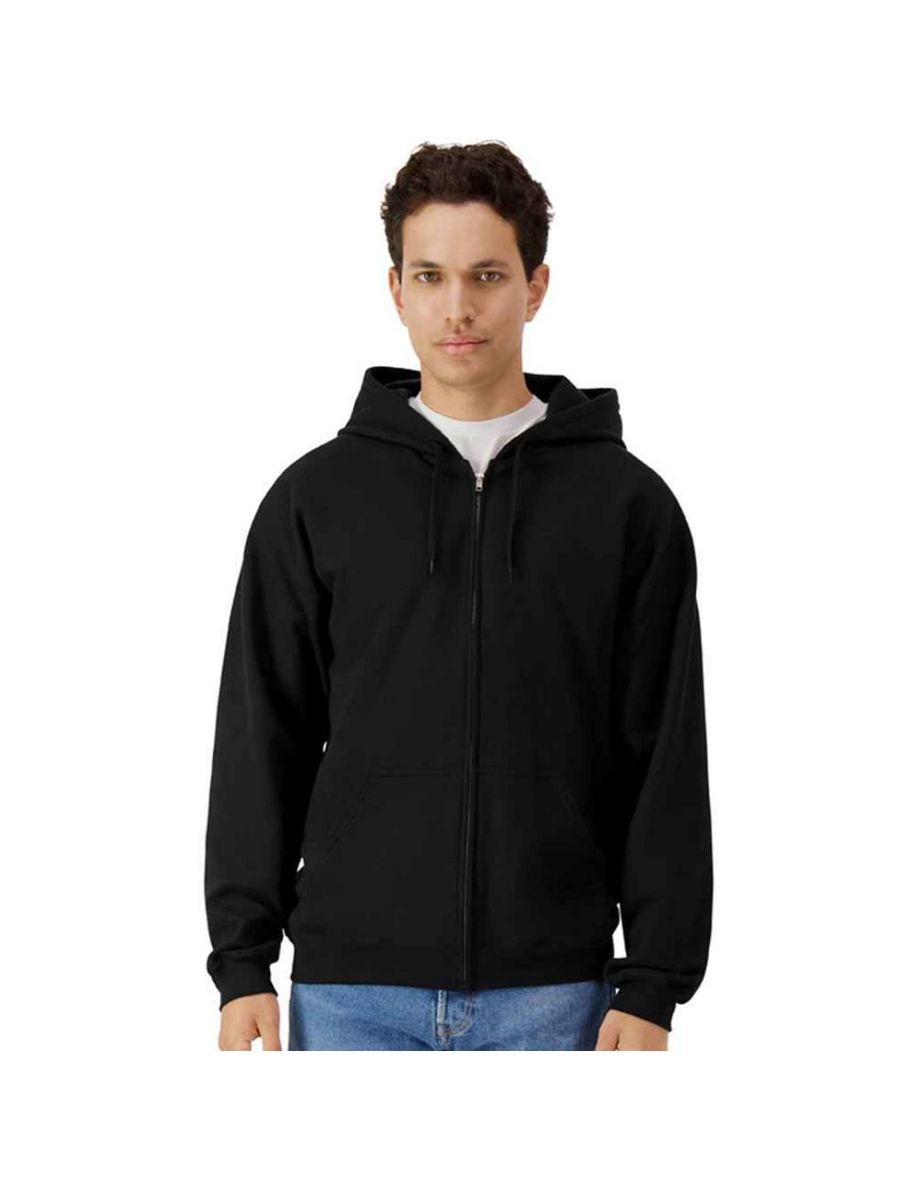 Gildan Mens Midweight Soft Touch Full Zip Hoodie - Black