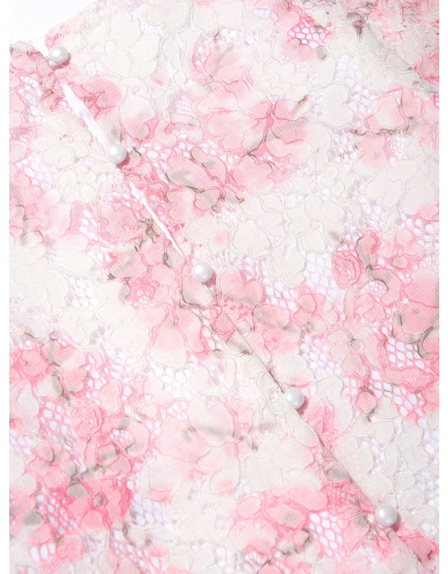 Girls Cherry Blossom Lace Blouse in White - 3